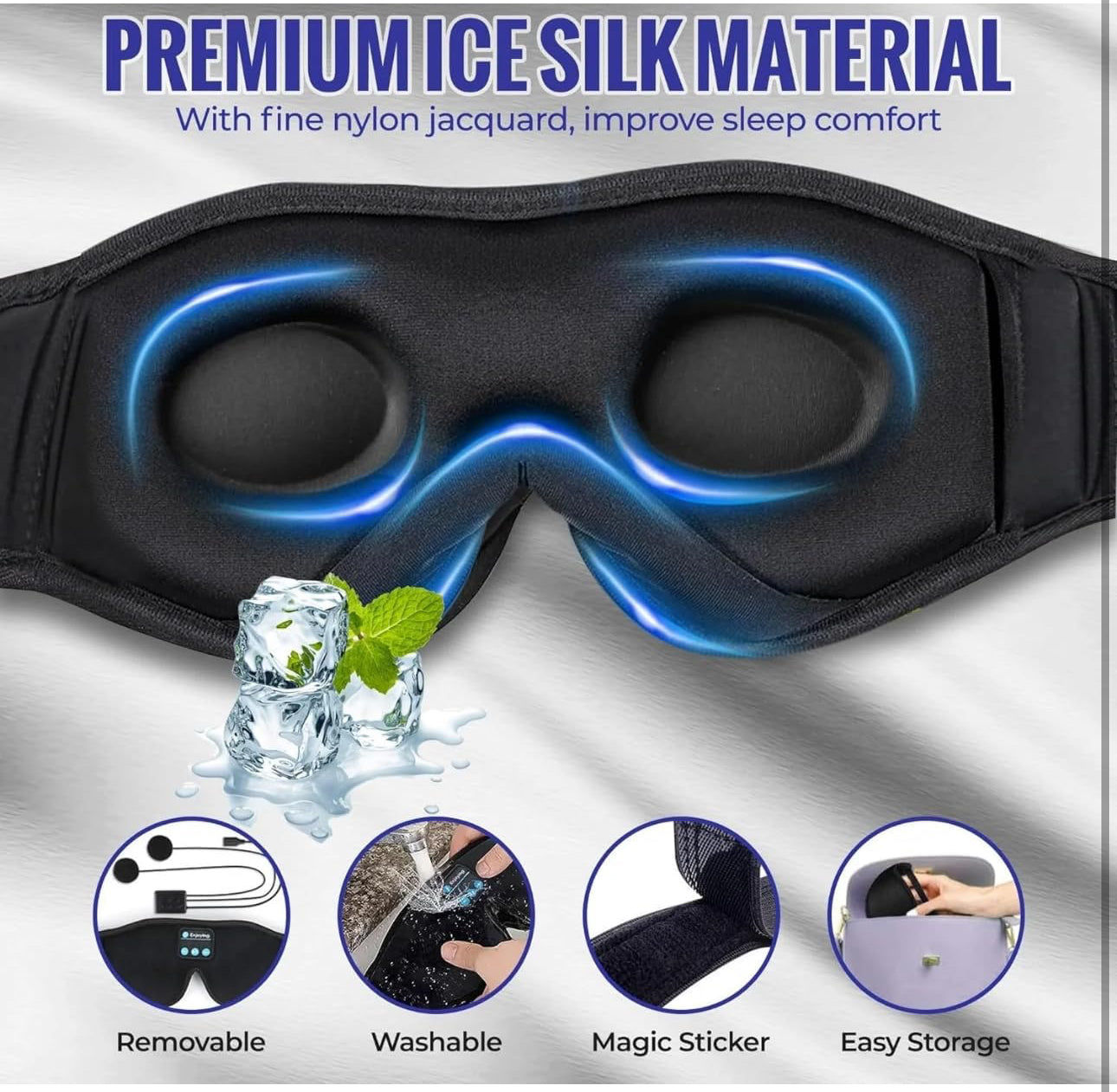 3D Sleep Headphones Eye Mask with Wireless Music - Bluetooth Sleep Mask