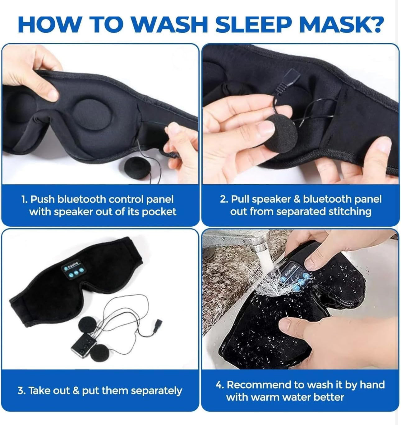 3D Sleep Headphones Eye Mask with Wireless Music - Bluetooth Sleep Mask