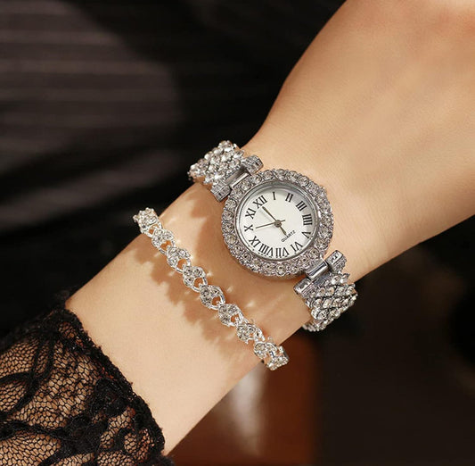 Fashion Women Quartz Watches Crystal Dress Watch Set