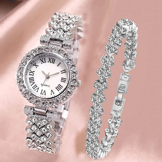 Fashion Women Quartz Watches Crystal Dress Watch Set