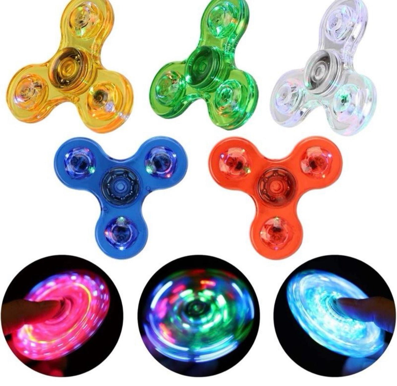 LED Light Fidget Spinner for Kids & Adults - Glows in The Dark Party Supplies - Stress Relief Toy with Colorful Lights & Dynamic Lighting Effects 5