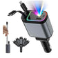 4-in-1 Car Charger, 66W Fast USB-C, RGB Ambient Light, 80cm Retractable Cable, Compatible with iPhone/Android, Black/Grey