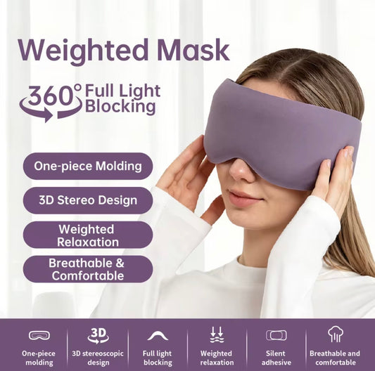 Weighted Sleep Mask for Sleeping, 3D Contoured Eye Mask, Full Light Blocking, Memory Foam & Microbead Weighted Design, Comfortable Travel Sleep Mask