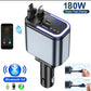 180W Car Charger with Bluetooth, 5-in-1 Fast Charging Station, Type-C PD3.0, LED Display, FM Transmitter, Dual USB Ports, 30 Min Quick Charge Compatible
