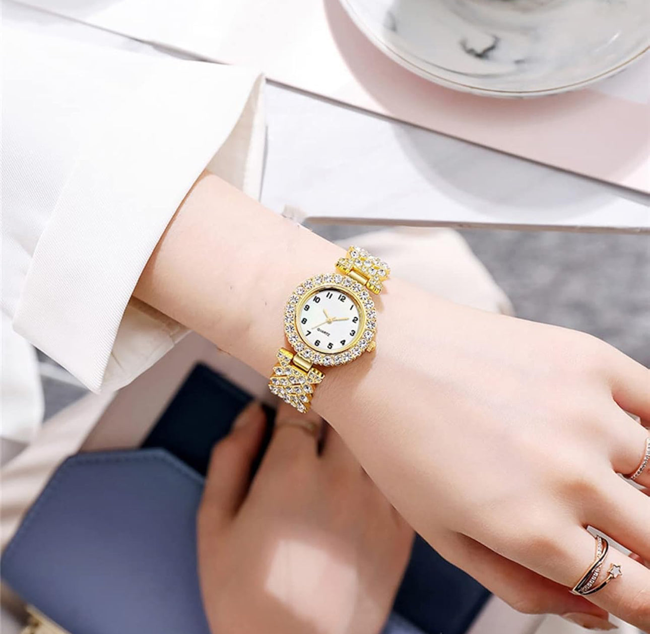 Fashion Women Quartz Watches Crystal Dress Watch Set