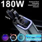 180W Car Charger with Bluetooth, 5-in-1 Fast Charging Station, Type-C PD3.0, LED Display, FM Transmitter, Dual USB Ports, 30 Min Quick Charge Compatible