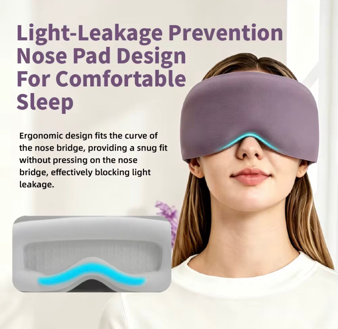 Weighted Sleep Mask for Sleeping, 3D Contoured Eye Mask, Full Light Blocking, Memory Foam & Microbead Weighted Design, Comfortable Travel Sleep Mask