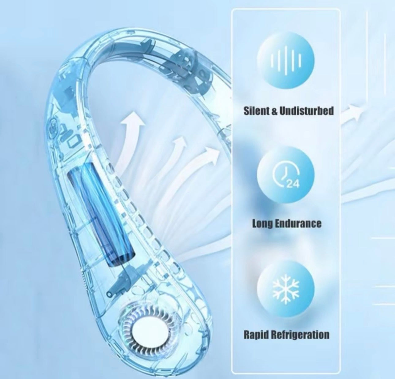 Neck Fan Hands Free Bladeless Cooling Fans USB Rechargeable Portable Hanging UK