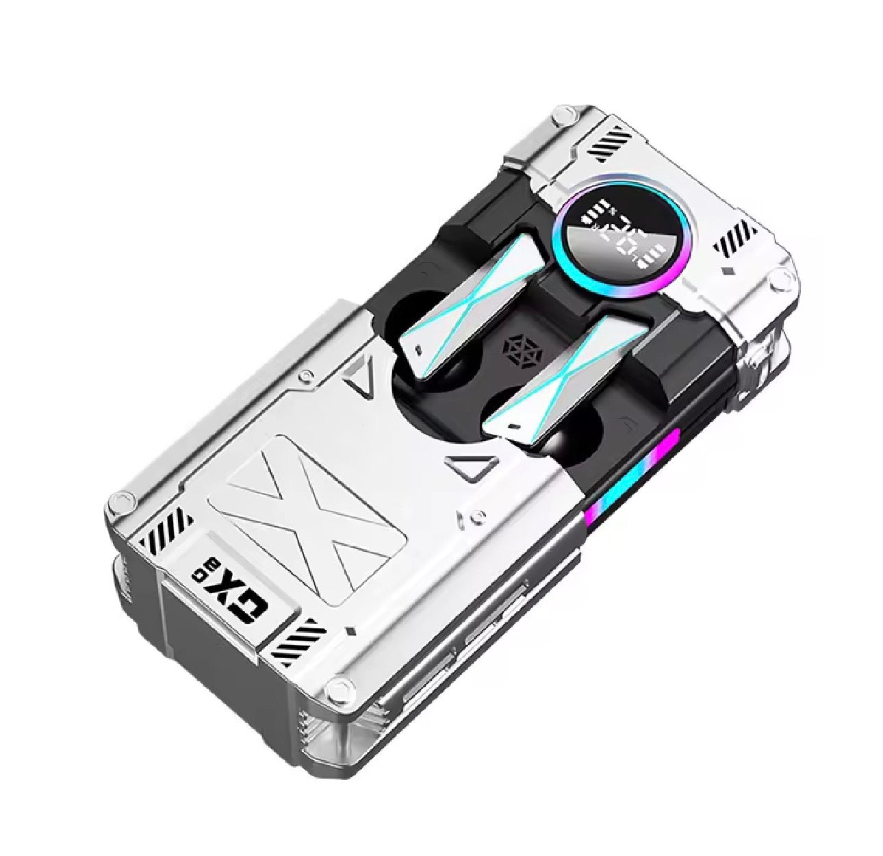 New DX-08 Wireless Bluetooth 5.3 Headset New Punk Mechanical Style Stereo E-Sports Gaming Headset TWS Earbuds Grey translation