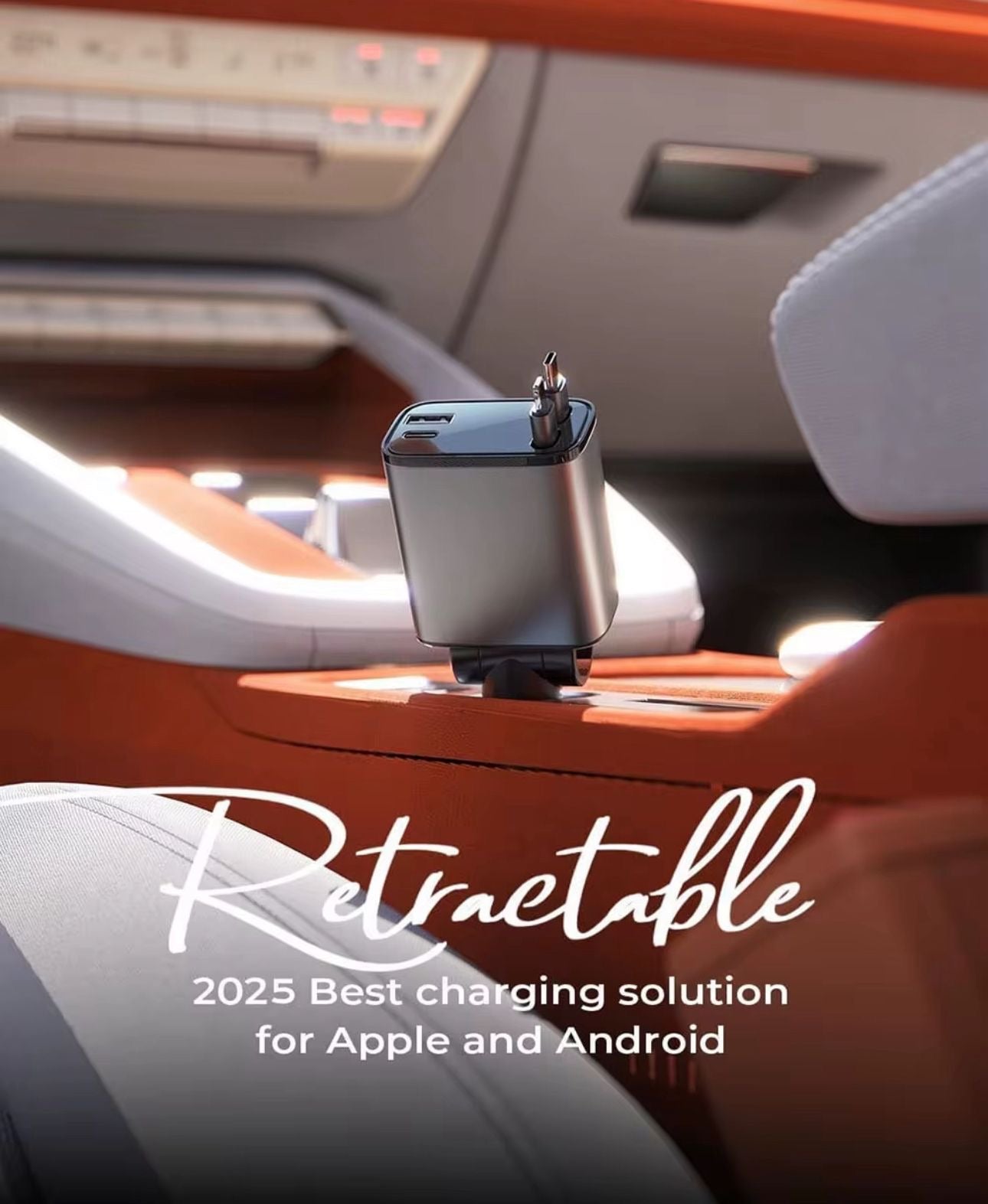 60W Fast Car Charger with Digital Display - Dual USB-C & USB-A Ports