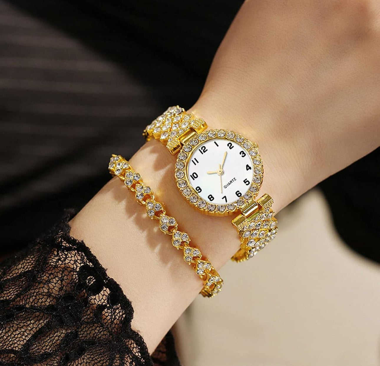 Fashion Women Quartz Watches Crystal Dress Watch Set