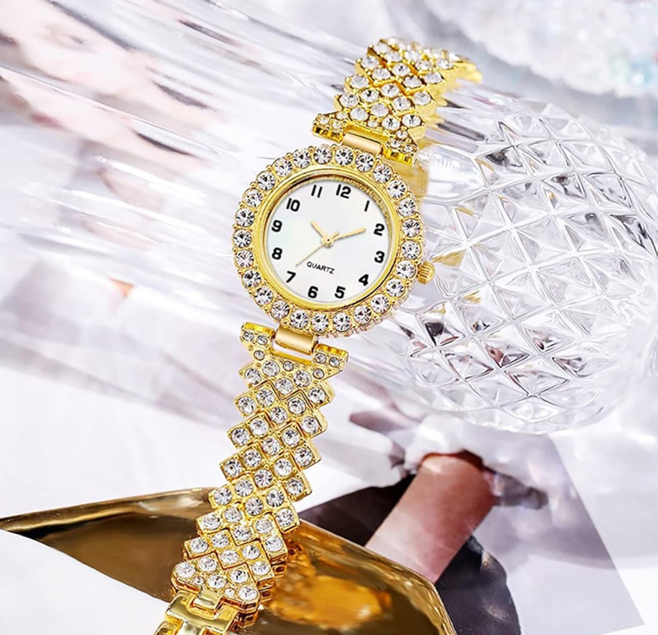 Fashion Women Quartz Watches Crystal Dress Watch Set