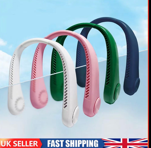 Neck Fan Hands Free Bladeless Cooling Fans USB Rechargeable Portable Hanging UK