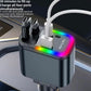 5 in 1 Car Charger, 120W Fast USB-C Adapter, LED Ambient Light, Multiple Ports, 180° Rotating Design