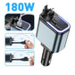 180W Car Charger with Bluetooth, 5-in-1 Fast Charging Station, Type-C PD3.0, LED Display, FM Transmitter, Dual USB Ports, 30 Min Quick Charge Compatible